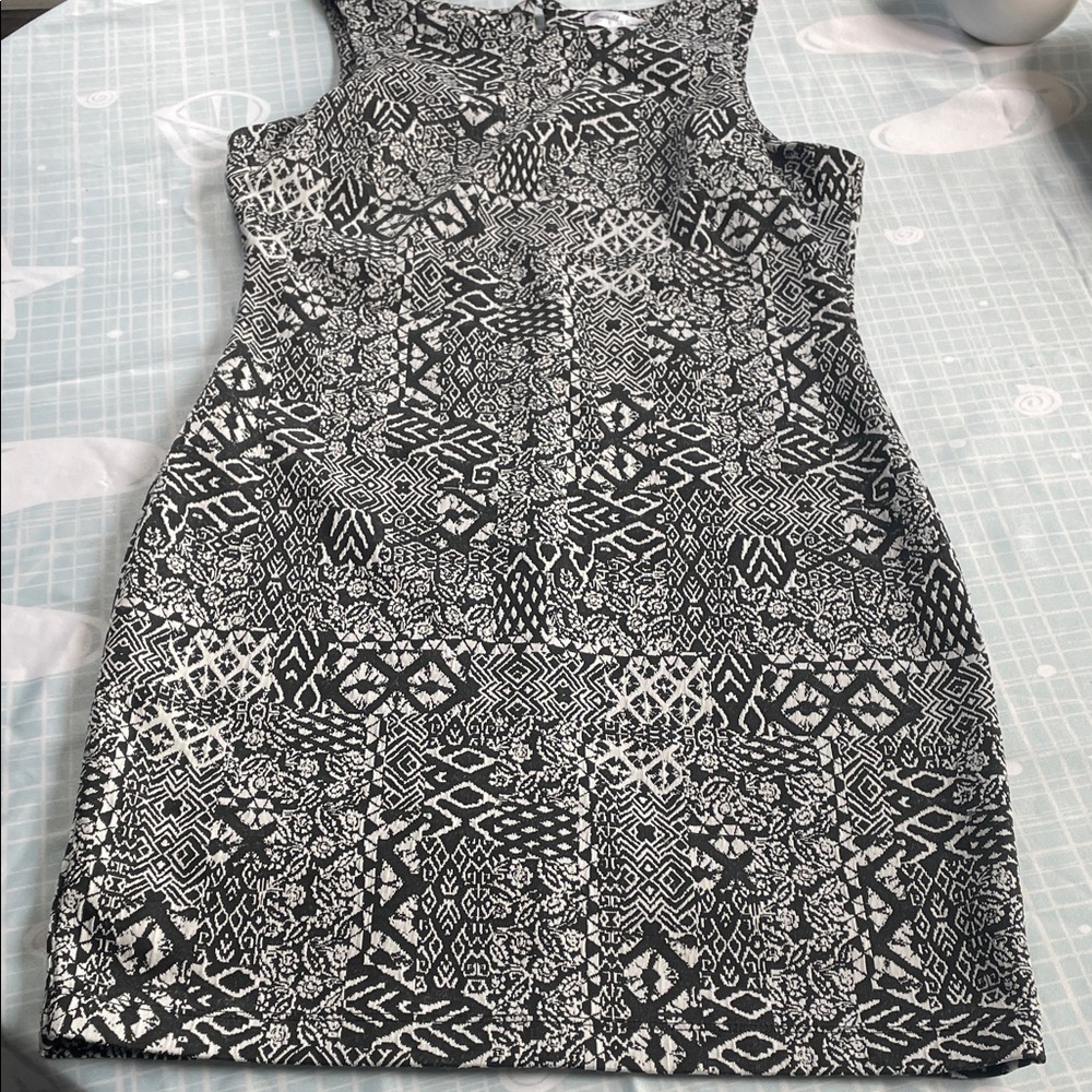 Emerald Sundae Black and White Geometric Mini Dress